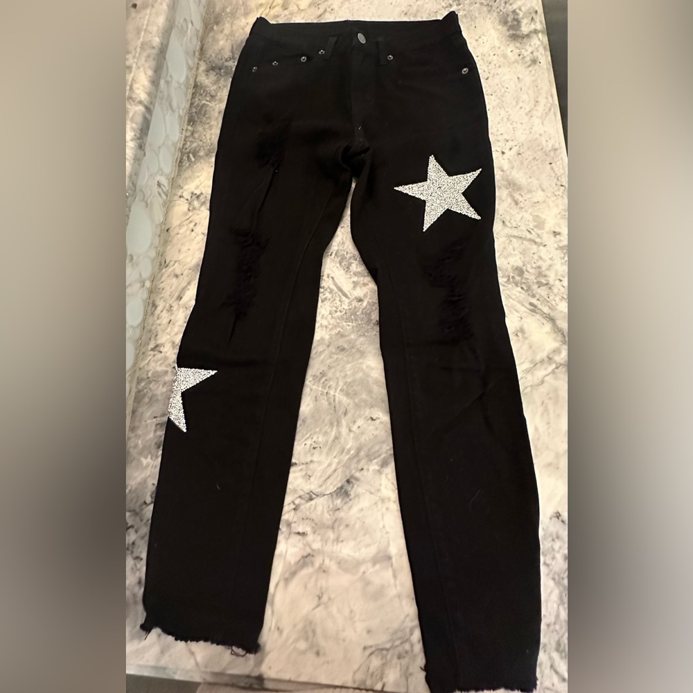 Carmar by LF embellished and distressed black jeans